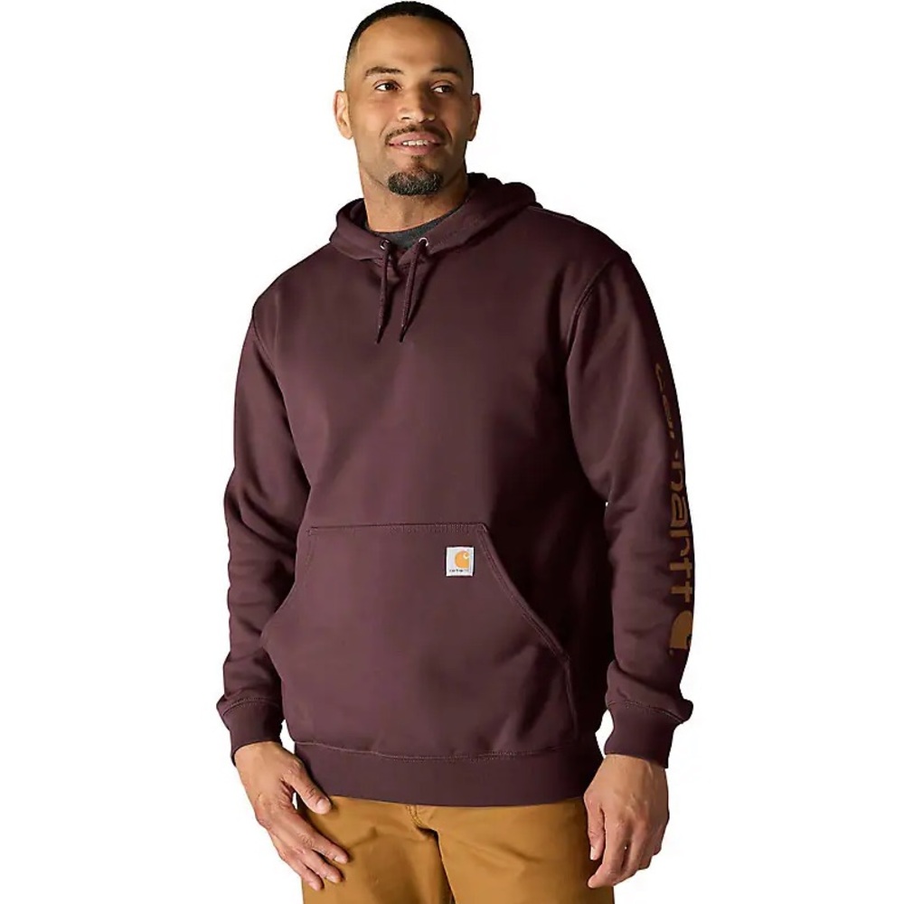 Carhartt Port Maroon Purple Pullover Hoodie with Logo Sleeve